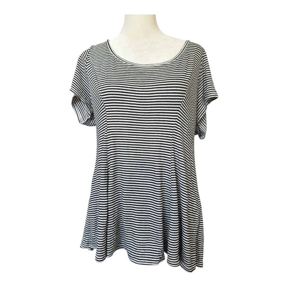 Torrid Striped Black and White Women's Swing Top Open Back 2